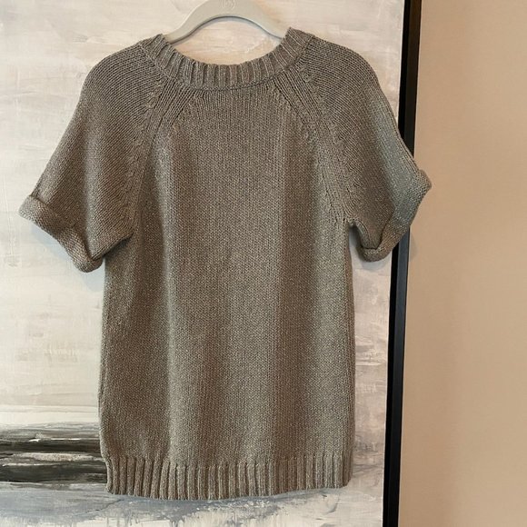 Banana Republic Gray / Grey Metallic Short Sleeved Sweater XS - Picture 2 of 3